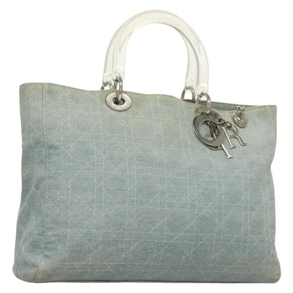 DIOR Canage Hand Bag Denim Light Blue Silver - Picture 1 of 14